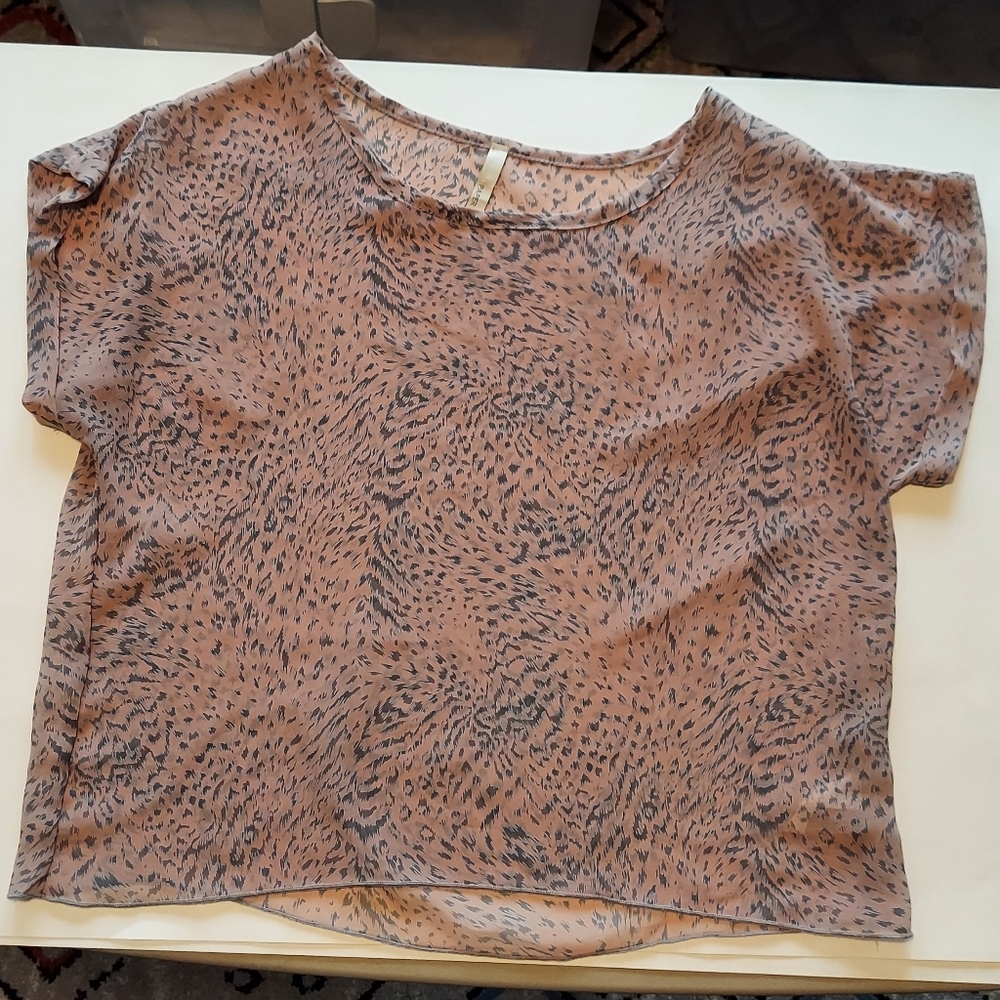 Paper Crane sheer cheetah print top